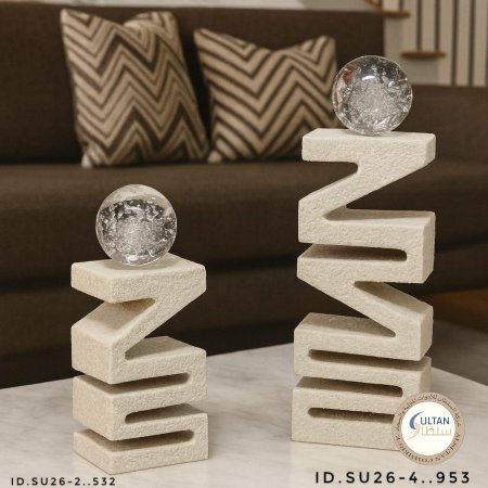 طقم تحفة حجر 2 قطعة مع بلورة